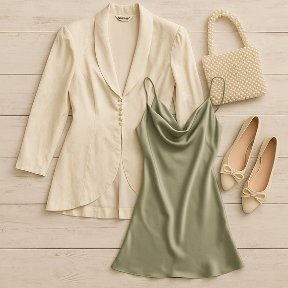 Vintage Ivory Brocade Blazer M/L Coquette Bridal Cottagecore Puff Sleeve ILGWU - Picture 3 of 16